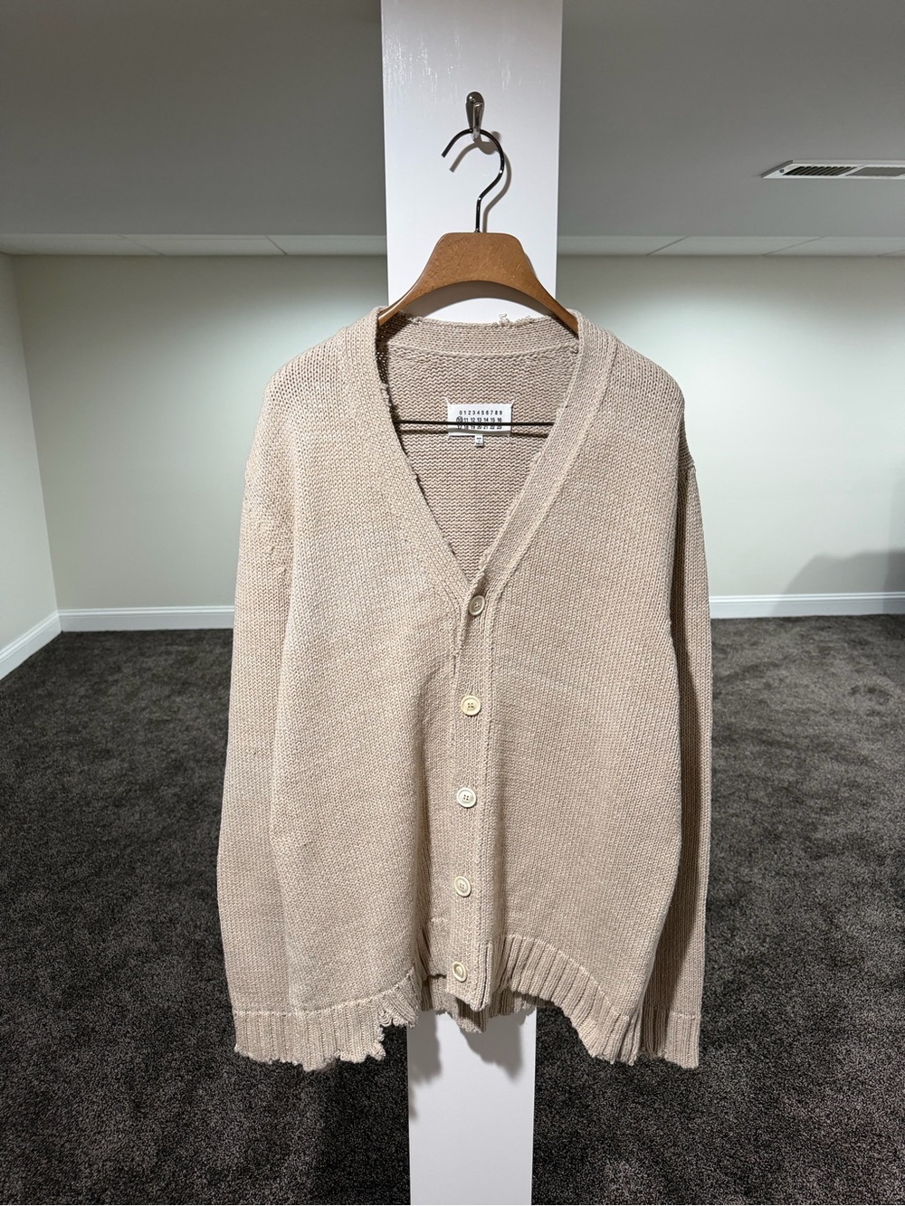 Maison Margiela SS22 Destroyed / Ditressed Neutrals Cardigan Sweater